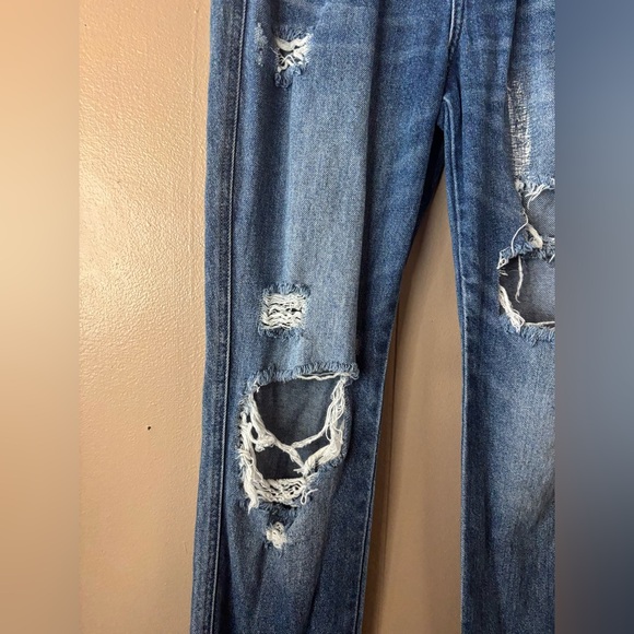 Flying Monkey Women’s Size 26 Distressed Denim Jeans Button Close Straight Leg - Picture 4 of 8